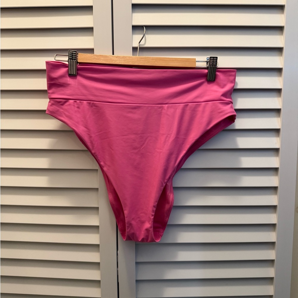aerie High-Waist Bikini Bottom in Bright Pink